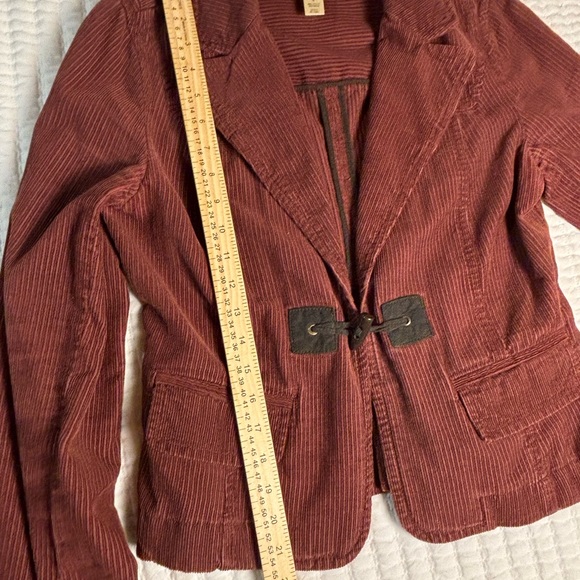 Ann Taylor LOFT size 6 Burgundy Corduroy Fall Blazer Jacket Elbow Patches - Picture 5 of 7